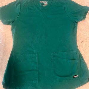 Small Grey's Anatomy Women's V-Neck Scrub Top in Hunter Green
